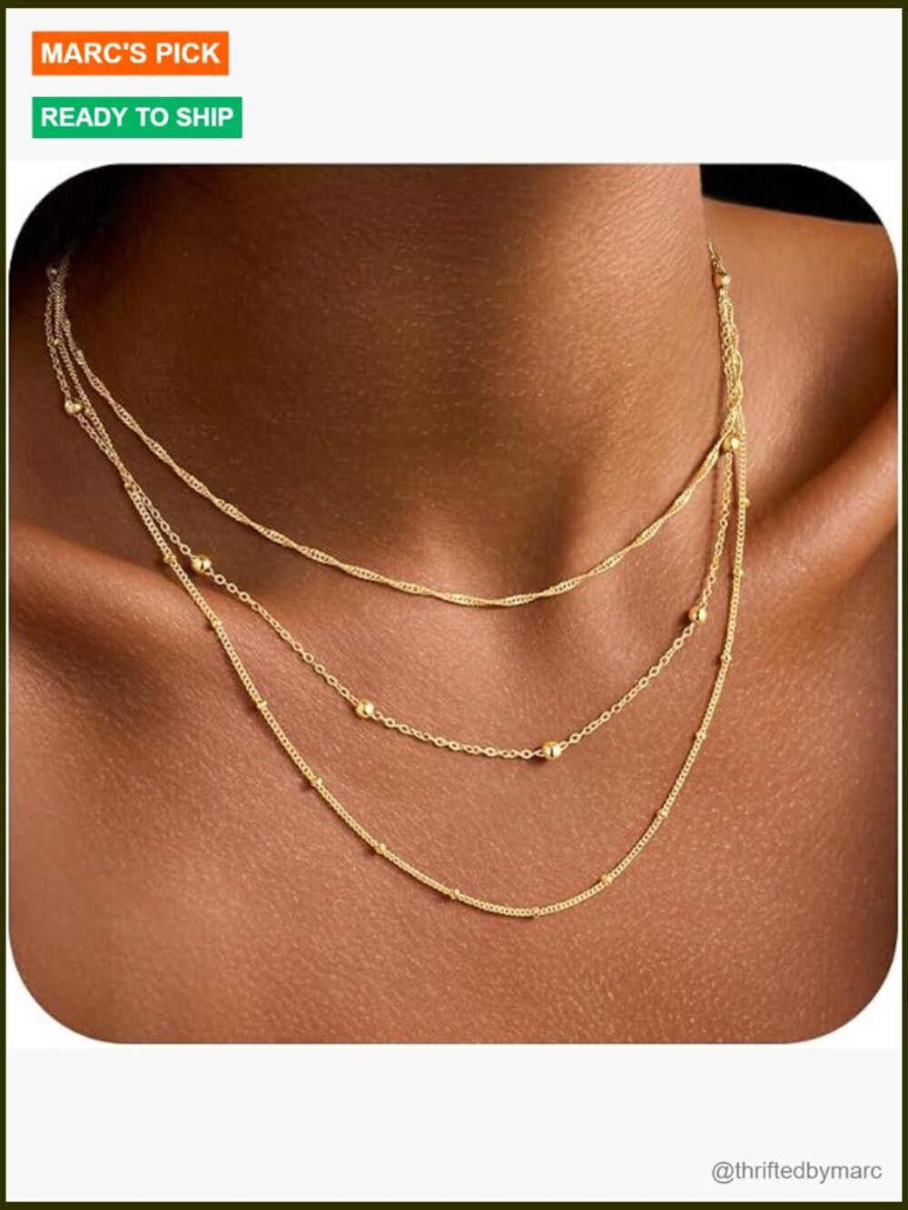 3 Piece Layered Gold Choker Necklace Set Dainty Thin Chain Stacker